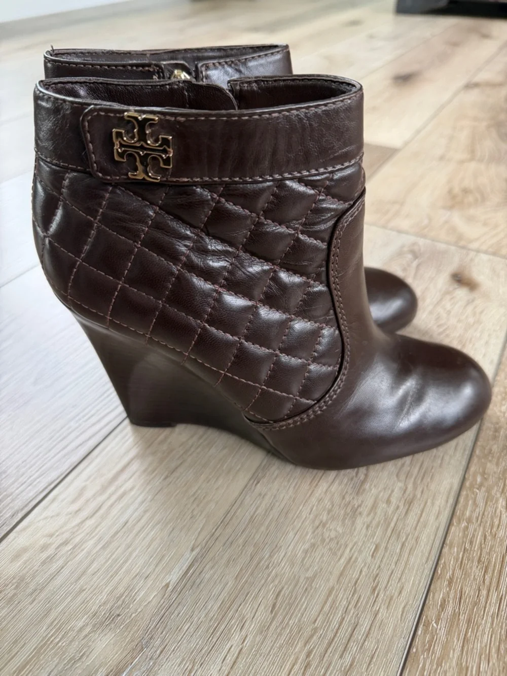 TORY BURCH Leila Quilted Leather Booties Boots